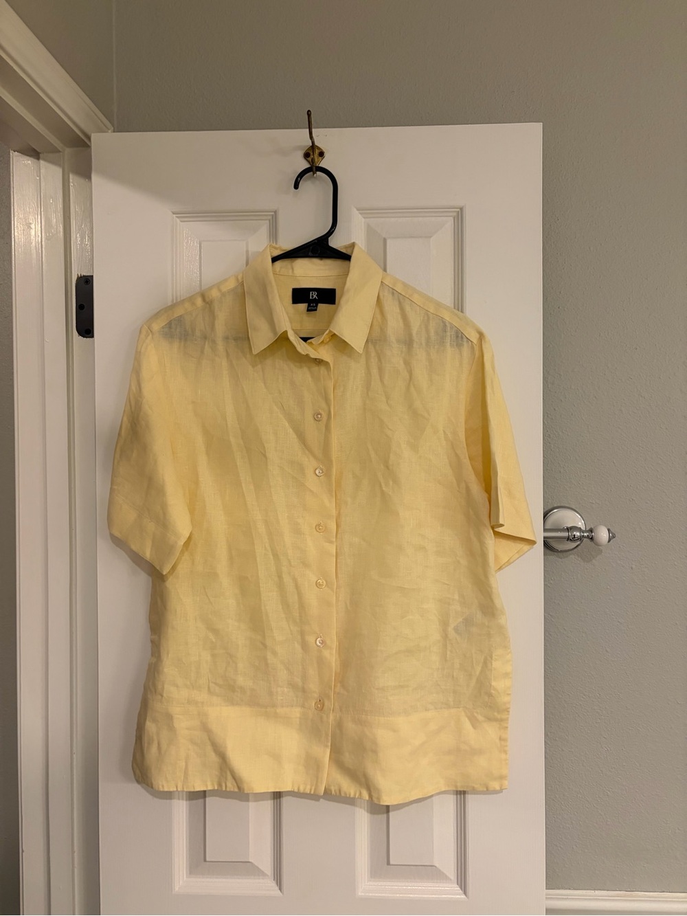 Banana Republic Linen Camp Shirt Butter Yellow XS